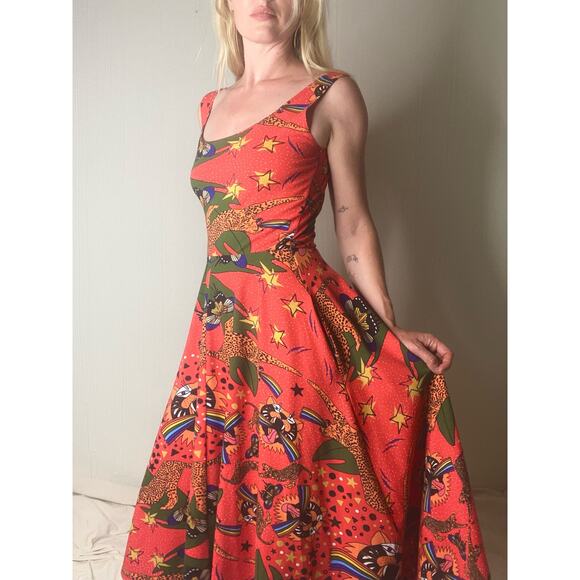 NOOWORKS Vacation Dress Pride Tiger Print Sleeveless Midi Dress US MEDIUM - Picture 2 of 14